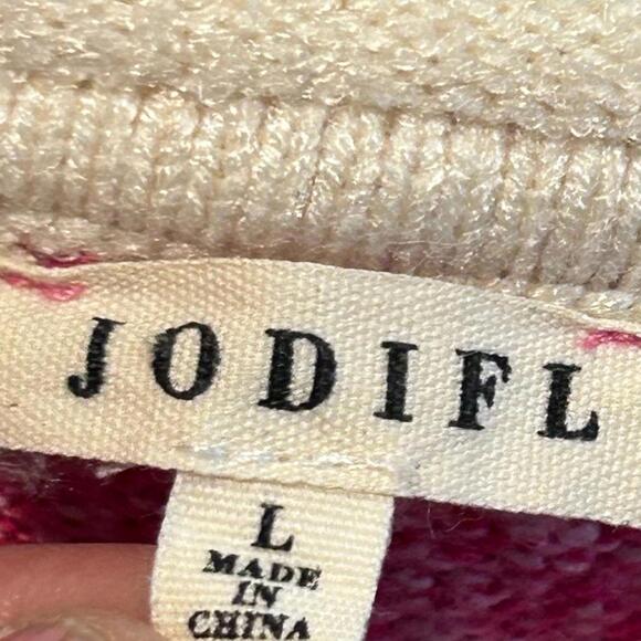 JODIFL Heathered Hot Pink & Cream Sweater with Ragland Back Center Seam | Large - Picture 9 of 10